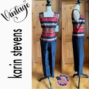 NWT Karin Stevens Vintage Striped Pantsuit (Size 12 appx 28” waist)